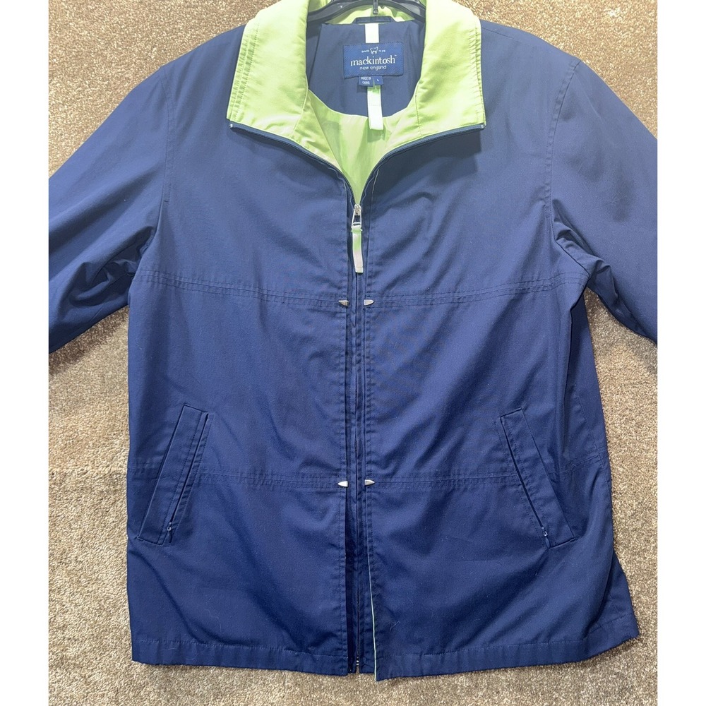 Mackintosh New England Rain Utility Jacket Size Large - Navy With Green Accents